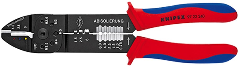 Knipex Krimptang voor kabelschoenen en stekkers | 0.5 tot 6 mm² 9722240SB
