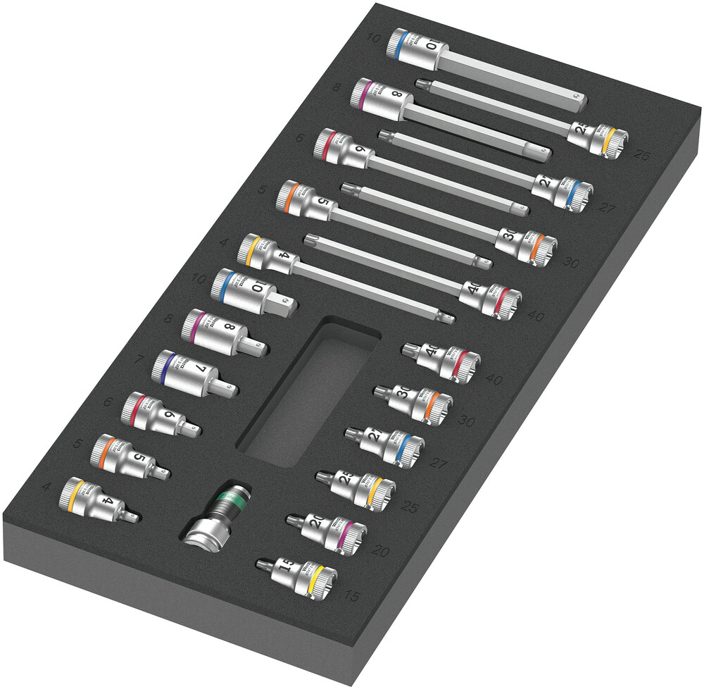 Wera 9723 Schuimrubberen inzetstuk met Zyklop B 3/8" bitdoppen Set 1, 22-delig - 05150113001