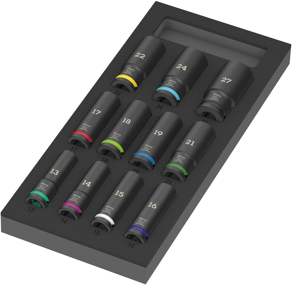 Wera 9725 Schuimrubberen Inzetstuk | Impaktor Diepe dopsleutelinzetset 1 | 1/2" | 11-delig - 5150115001