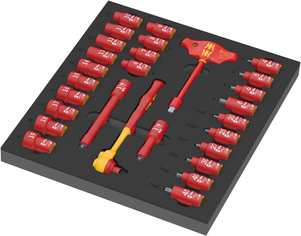 Wera 9726 Schuimrubberen Inzetstuk | Inclusief Zyklop VDE Ratelset 1 | 3/8" | 28-delig - 05150116001