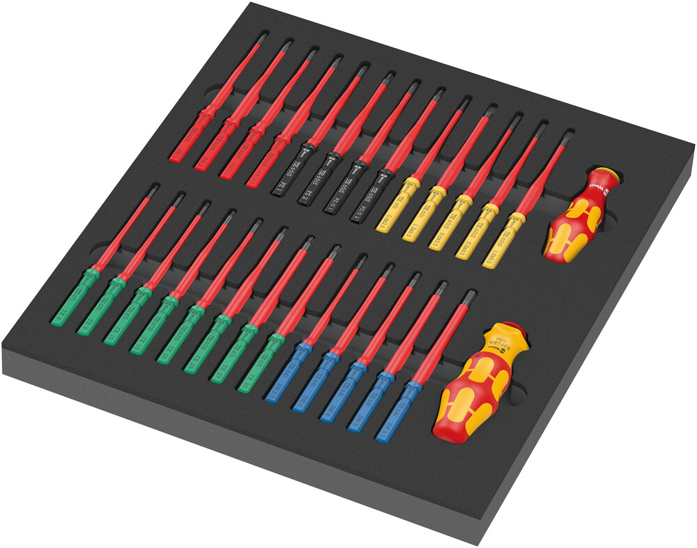 Wera 9751 Schuimrubberen inzetstuk | Met Kraftform Kompakt VDE Set 1 | 28 stuks - 5150151001