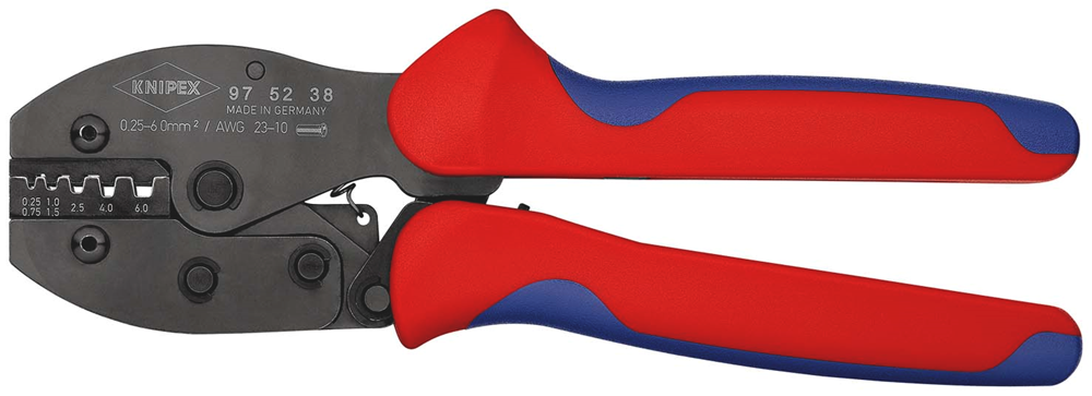 Knipex PreciForce® krimptang | Meer-componentengrepen | Gebruineerd | Lengte 220 mm | Zelfbedieningskaart/blister - 97 52 38 SB
