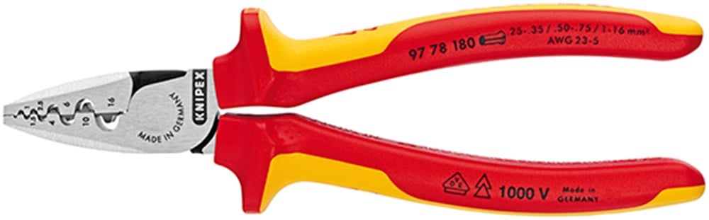 Knipex Adereindhulstang 0,25-16,0 mm VDE - 97 78 180 - 9778180