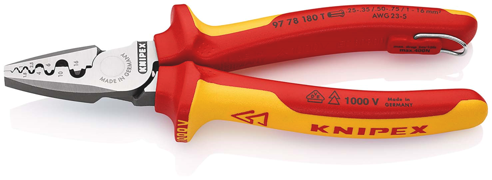 Knipex Krimptang voor adereindhulzen geïsoleerd | Meercomponenten-omhullingen | VDE-gekeurd - 97 78 180 T