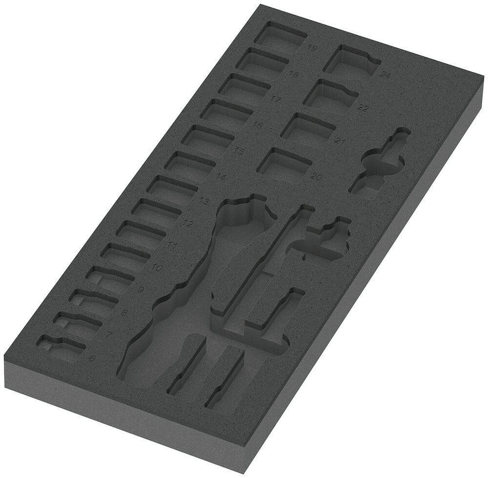 Wera 9821 Schuimrubberen inzetstuk voor 8000 B Zyklop ratel 3/8" Set 1, zonder gereedschap, 172 x 30 x 392 mm - 05137321001