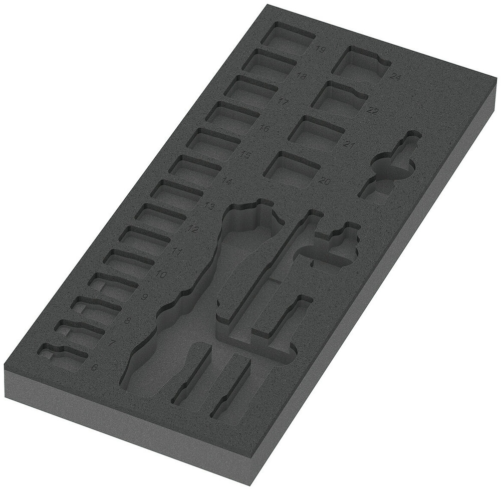 Wera 9821 Schuimrubberen inzetstuk voor 8000 B Zyklop ratel 3/8" Set 1, zonder gereedschap, 172 x 30 x 392 mm - 05137321001
