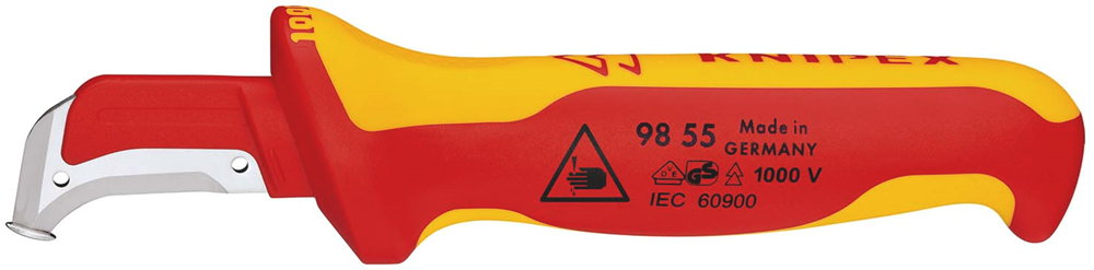 Knipex Ontmantelingsmes met glijschoen | Geïsoleerde meercomponenten-greep | VDE-getest | Lengte 180 mm - 98 55 SB