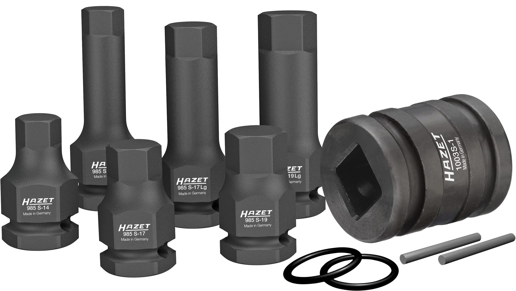 HAZET Krachtdopsleutelbitset 985S/11 · 1/2 inch (12,5 mm) vierkant hol · Binnen-zeskant-profiel · 11-delig · 14 · 17 · 19