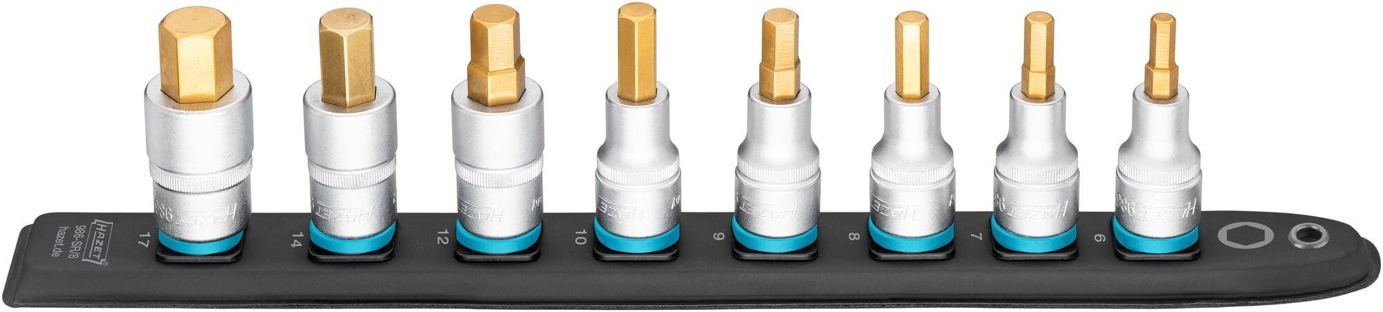 HAZET SmartRail · Flexibele kunststof opsteekstrip 986-SR/8 · 1/2 inch (12,5 mm) vierkant hol · Binnen-zeskant-profiel · 8-delig · 6 · 7 · 8 · 9 · 10