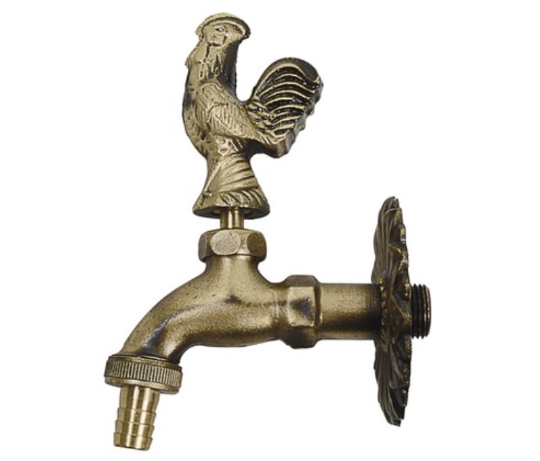 Kirchhoff Messing uitlaatklep met cock-look handvat blanco gepolijst 1 2 "ET x 3 4" ET x 1 2" mondstuk 98618473