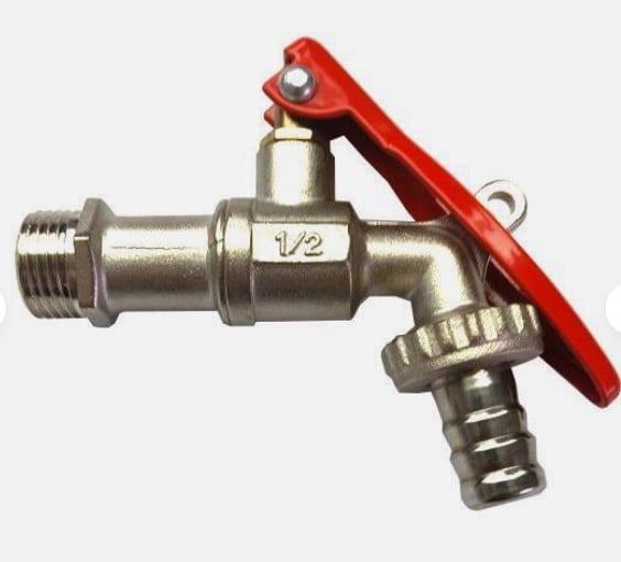 Kirchhoff Messing kogelkraan vernikkeld 1 2"ET x 3 4"ET x 1 2" mondstuk afsluitbaar 986188155
