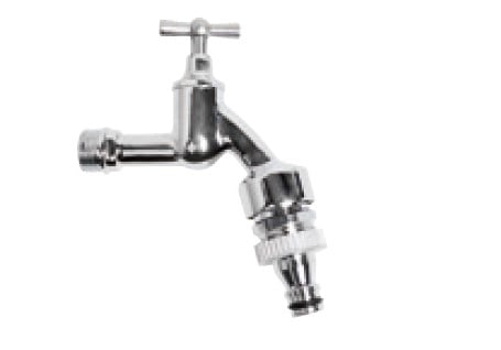 Kirchhoff Messing uitlaatventiel met T-greep chroom 1 2"ET x Gardena Click met buisbeluchter en terugslagklep 986192155