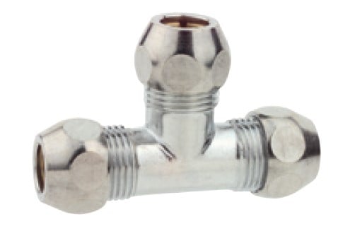 Kirchhoff Messing knelkoppeling T-stuk chroom 3 8" x 10 mm 986253148
