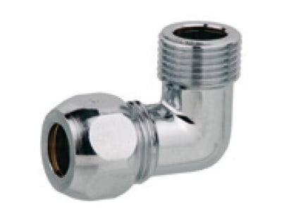 Kirchhoff Messing hoek knelkoppeling 90° chroom 3 8"ET x 10 mm 986254148