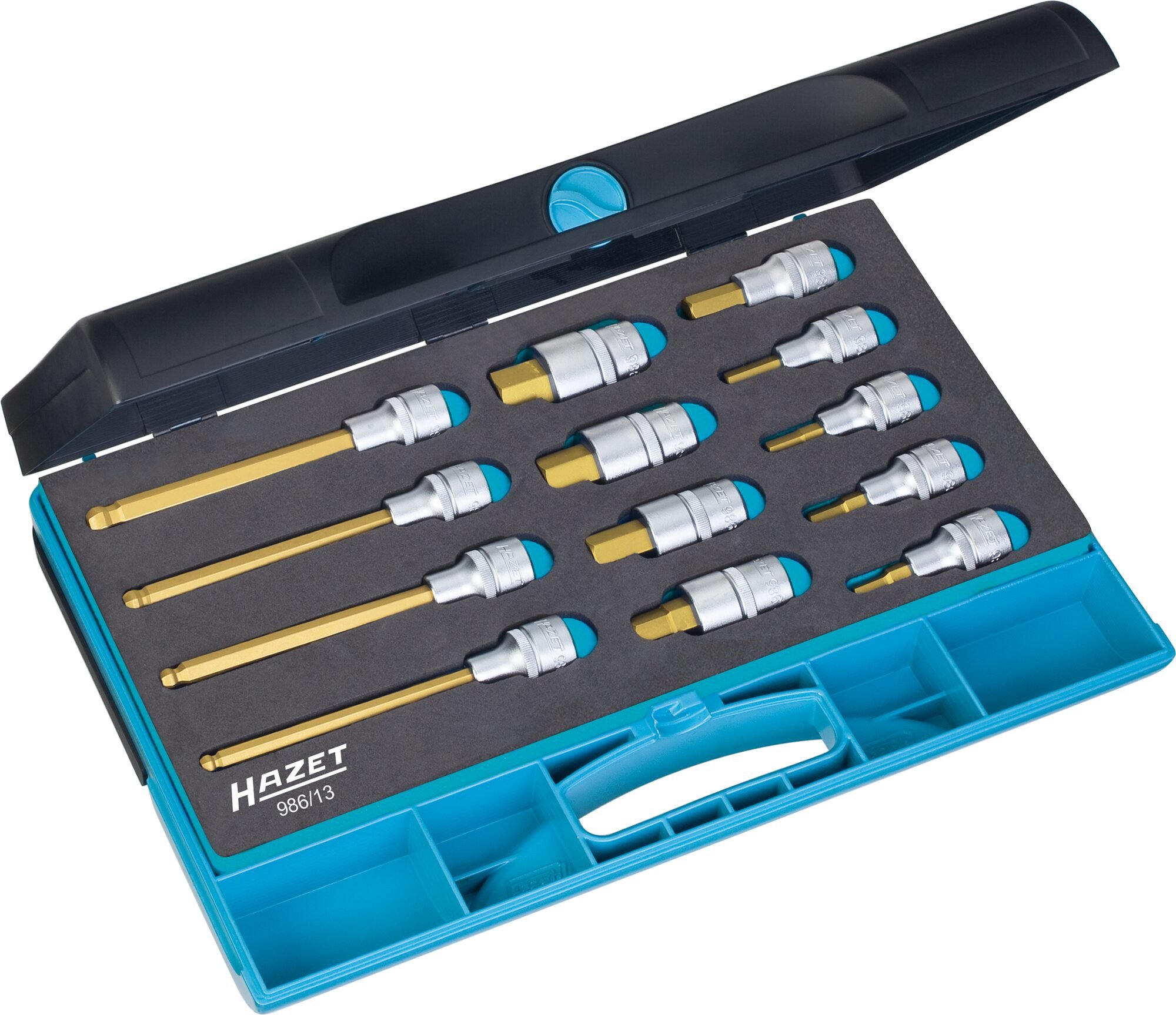 HAZET Dopsleutelbitset 986/13 - 1/2 inch (12,5 mm) vierkant hol - Binnen-zeskant-profiel - 13-delig - 5 - 10