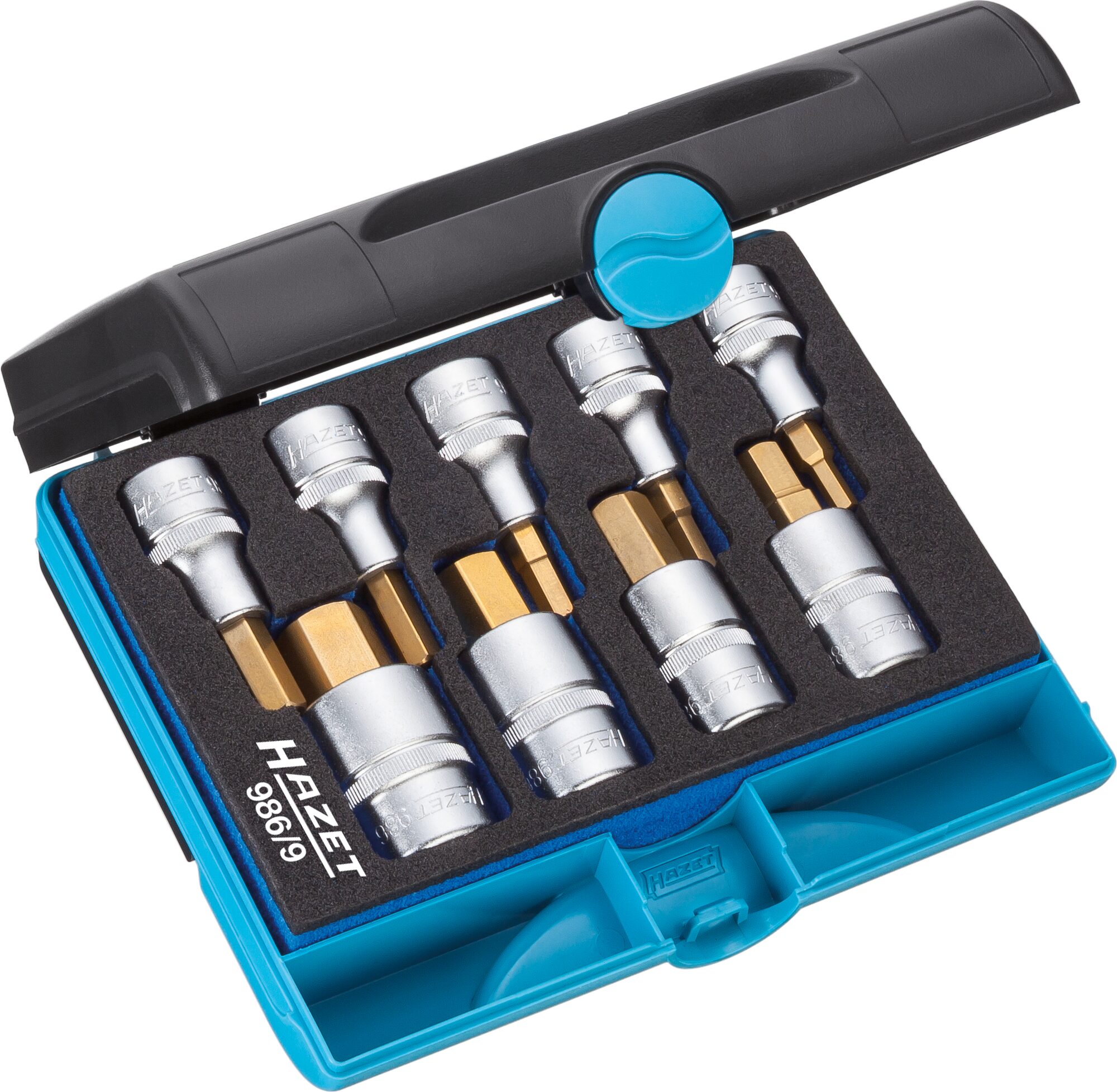 HAZET Dopsleutelbitset 986/9 - 1/2 inch (12,5 mm) vierkant hol - Binnen-zeskant-profiel - 9-delig - 5 - 19