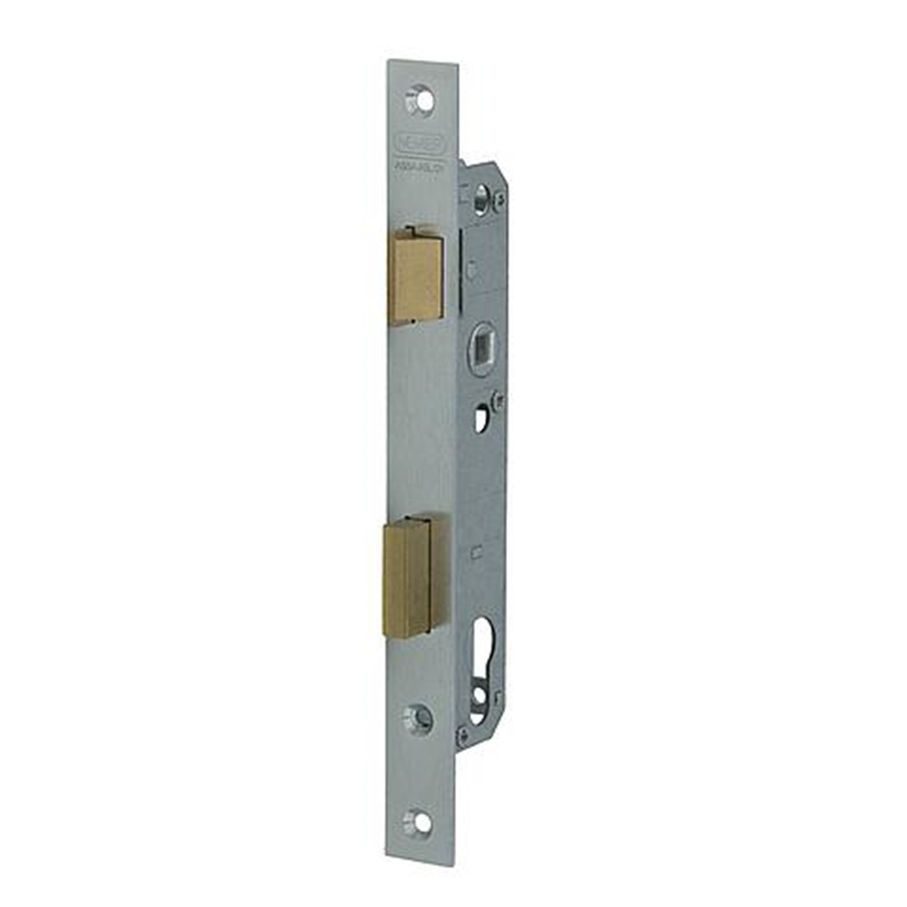 Nemef 8791 Deurslot | DM40mm | PC 92mm | krukgat 8mm | voorplaat staal verzinkt 24x245mm rechthoekig | messing dag- en nachtschoot | DR 1+3 -