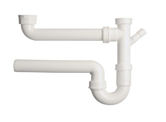 Kirchhoff Kunststof dubbele spoelbak buisvormige sifon wit 1 2"ER x 40 mm met 3 4" apparaataansluiting 98833348