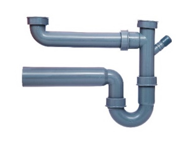 Kirchhoff ECO-SAVE Kunststof dubbele spoelbak buisvormige sifon grijs 1 2" H x 50 mm met 3 4" apparaataansluiting 98833449