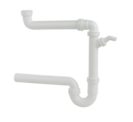 Kirchhoff Kunststof ruimtebesparende spoelbak buisvormige sifon wit 1 2" H x 40 mm met 3 4" apparaataansluiting 98833548