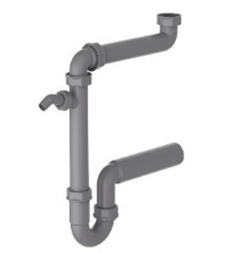 Kirchhoff ECO-SAVE Kunststof ruimtebesparende spoelbak buisvormige sifon Grau 1 2" H x 50 mm met 3 4" apparaataansluiting 98833649