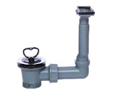 Kirchhoff ECO-SAVE kunststof gootsteenafvoer en overloopkraan grijs 1 2"ET x 70 mm overloop voor druppelvlakken 98834349