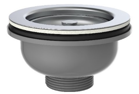 Kirchhoff ECO-SAVE kunststof korfventiel grijs 1 2" ET roestvrijstalen ventielbeker en zeef Ø114 mm 98835249