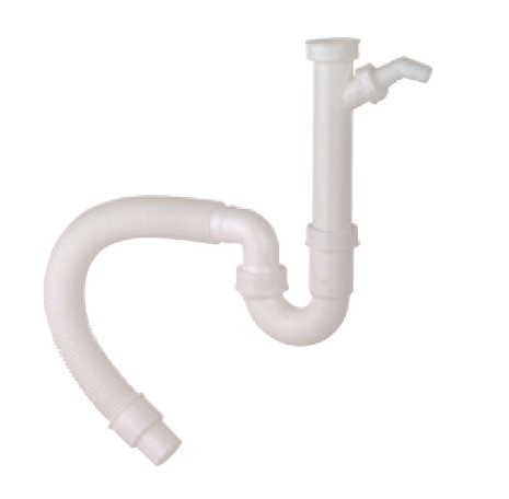 Kirchhoff Kunststof flexibele spoelbak buisvormige sifon wit 1 2" Í x DN 40 50 mm met 3 4" apparaataansluiting 98836548