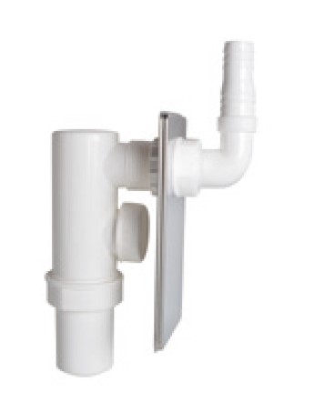 Kirchhoff Kunststof inbouw wassifon wit, DN40 mm, RVS afdekking, met 3/4" apparaataansluiting - 98839318
