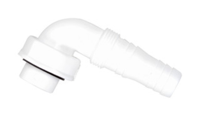 Kirchhoff Kunststof apparaataansluiting 90° wit 1"IT x 3 4"-mondstuk voor inbouw wasapparaatsifon 98839320