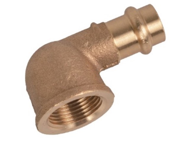 Kirchhoff Overgangshoek rood messing 90° blank 15 mm x 3 4"IT 1 socket (P4090g) 988621355