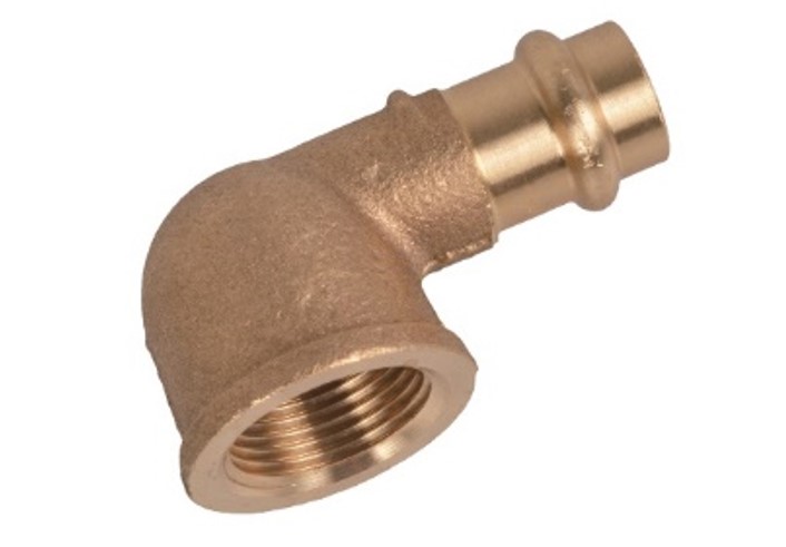 Kirchhoff Roodmessing overgangshoek 90° blank 18 mm x 1 2"IT 1 socket (P4090g) 988621455