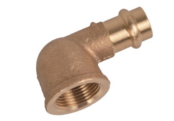 Kirchhoff Roodmessing overgangshoek 90° blank 28 mm x 1"IT 1 socket (P4090g) 988621755