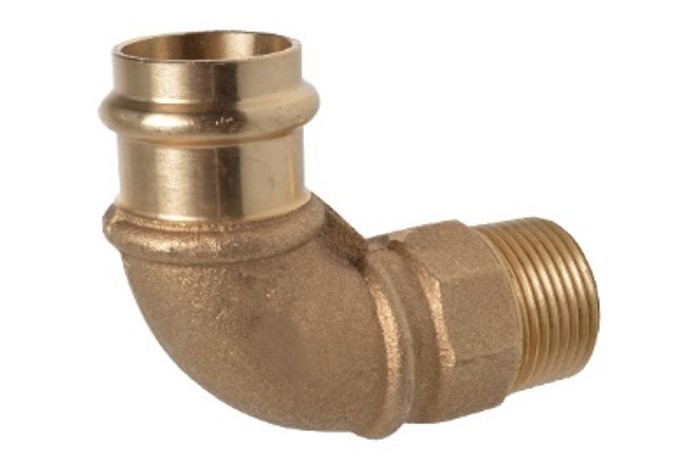 Kirchhoff Overgangshoek van rood messing 90° blank 18 mm x 1 2"ET 1 socket (P4092g) 988622355