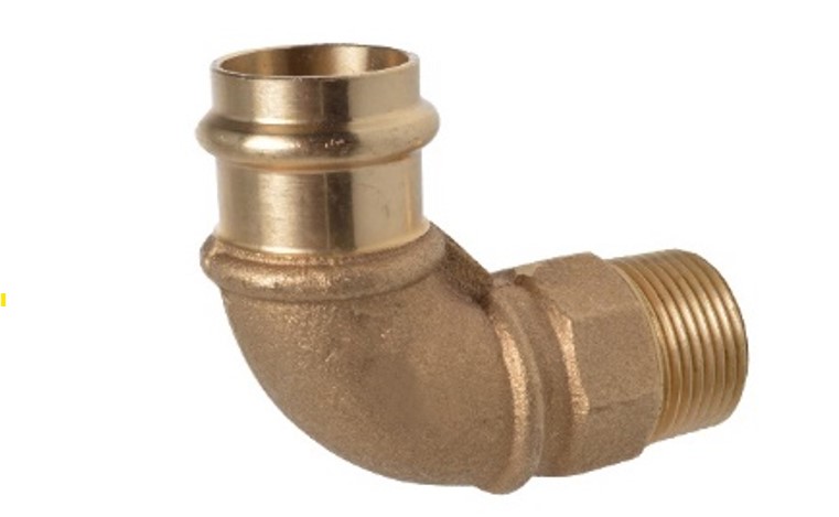 Kirchhoff Overgangshoek van rood messing 90° blank 18 mm x 3 4"ET 1 socket (P4092g) 988622455