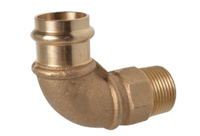 Kirchhoff Roodmessing overgangshoek 90° blank 22 mm x 3 4"ET 1 socket (P4092g) 988622555