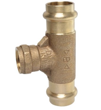 Kirchhoff Rood messing overgang T-stuk blank 18 mm x 1 2"ER x 18 mm 2 sockets (P4130g) 988625355