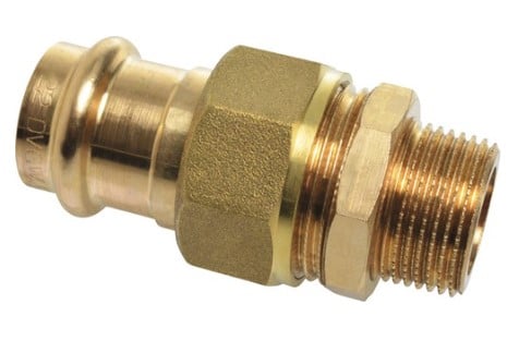 Kirchhoff Schroefaansluiting van rood messing blank 18 mm x 1 2"ET vlakke afdichting 1 socket (P4331g) 988627355