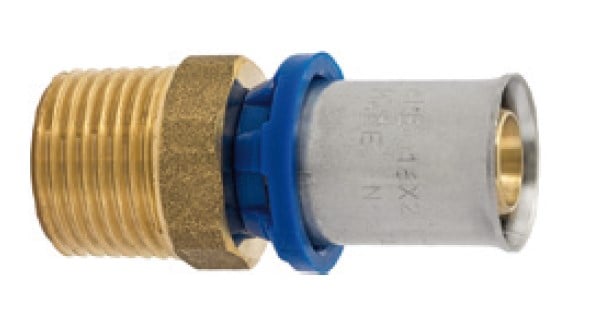 Kirchhoff Messing overgangsstuk blank 20 mm x 1 2"ET persfitting voor meerlagenbuis 988712255