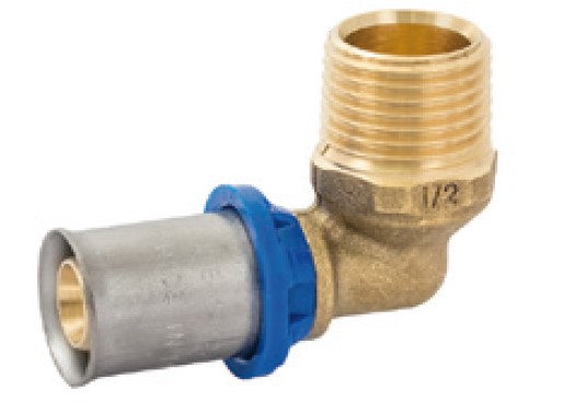 Kirchhoff Messing overgangshoek 90° blank 20 mm x 1 2"ET persfitting voor meerlagenbuis 988715255