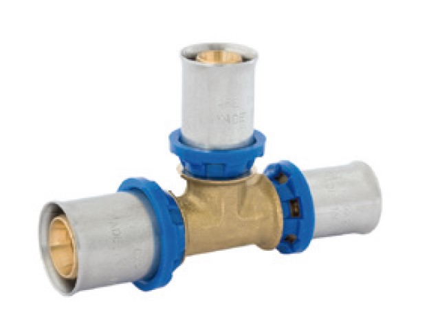 Kirchhoff Messing verloopstuk T-stuk blank 20 mm x 20 mm x 16 mm persfitting voor meerlagenbuis 988719255