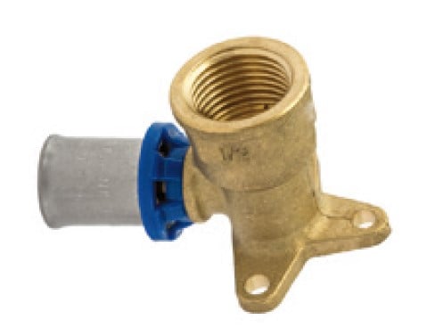 Kirchhoff Messing hoek muurplaat blank 16 mm x 1 2"IT persfitting voor meerlagenbuis 988722155