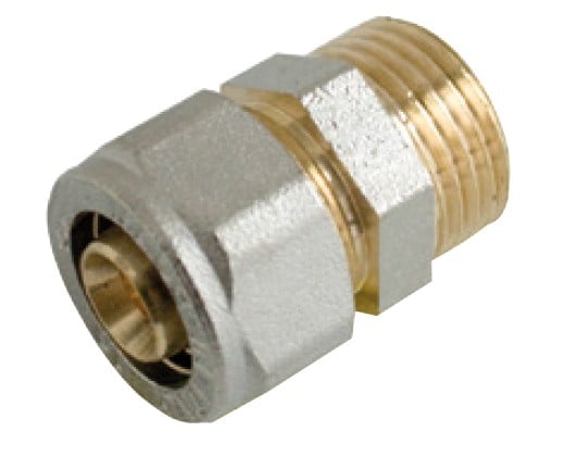 Kirchhoff Messing overgangsstuk vernikkeld 16 mm x 1 2"ET klemkoppeling voor meerlagenbuis 988905155