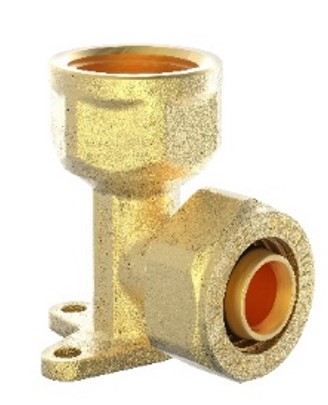 Kirchhoff Messing hoek muurplaat vernikkeld 16 mm x 1 2"IT klemkoppeling voor meerlagenbuis 988909155