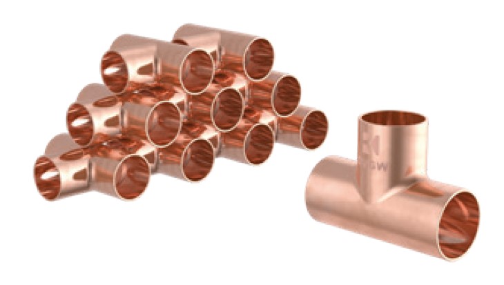 Kirchhoff Koperen T-stuk blank 18 mm 3 sockets (5130) (10x) 989048655