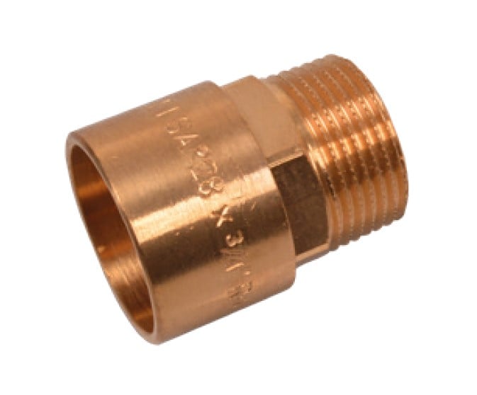 Kirchhoff Overgangsnippel van rood messing blank 15 mm x 1 2"ET 1 socket (4243g) 989082017
