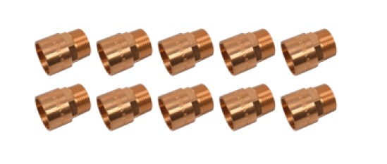 Kirchhoff Overgangsnippel van rood messing blank 15 mm x 1 2"ET 1 socket (4243g) (10x) 989087655