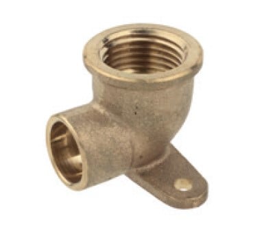 Kirchhoff Muurplaat met hoek van rood messing blank 18 mm x 1 2"IT 1 socket (4472g) 989123017