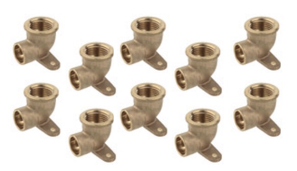 Kirchhoff Muurplaat hoek van rood messing blank 18 mm x 1 2"IT 1 socket (4472g) (10x) 989128755