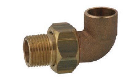 Kirchhoff Haakse schroefkoppeling van rood messing 90° blank 15 mm x 1 2"ET conische afdichting 1 socket (4098g) 989221055